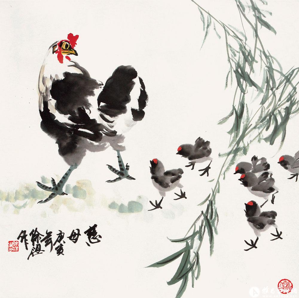 慈母1_写意花鸟画作品在线展_徐湛作品展_徐湛在线