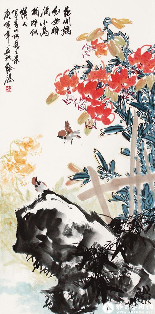 花闻嫣红如醉酒小鸟相呼似情人2_写意花鸟画作品在线
