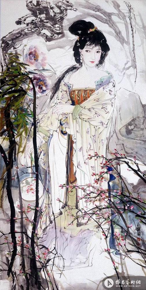 东风寄远_水墨仕女_苏维贤作品展_苏维贤在线作品_-家
