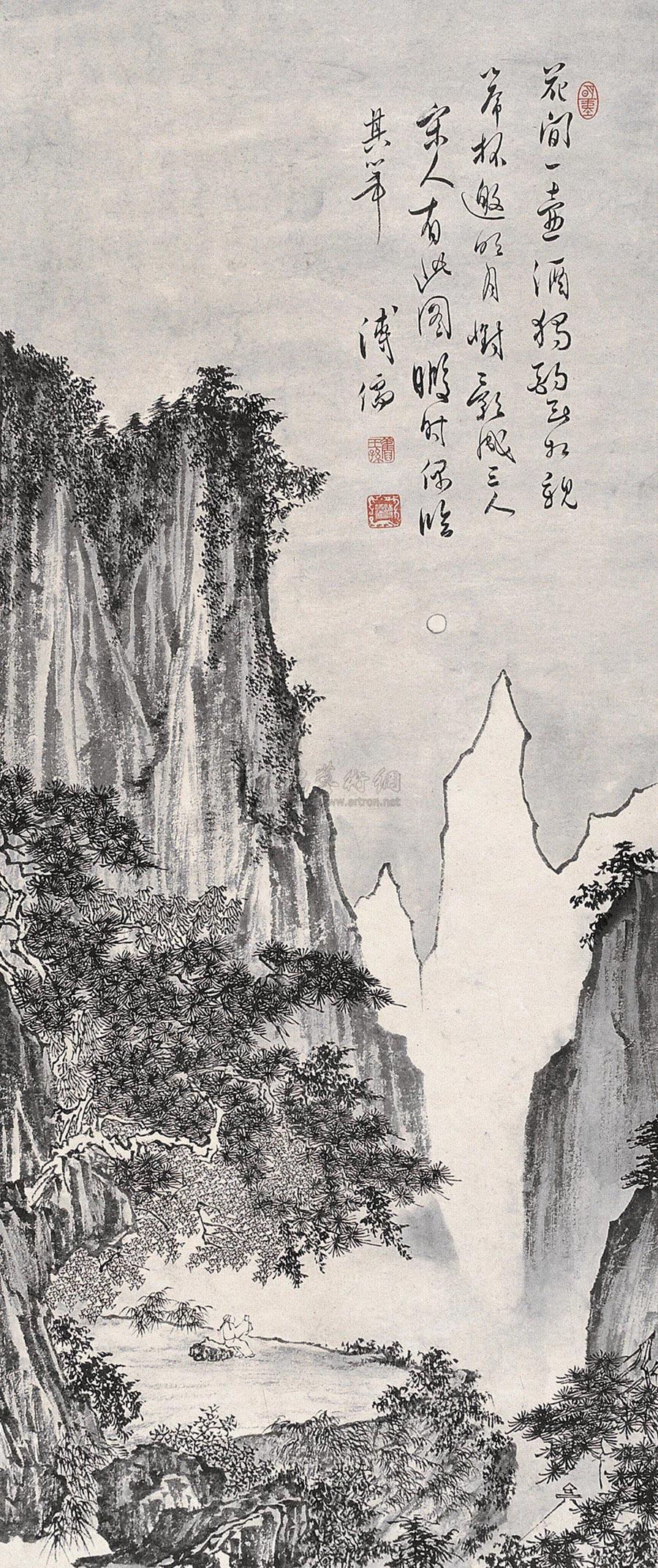 0626 月下独酌 立轴 纸本图片