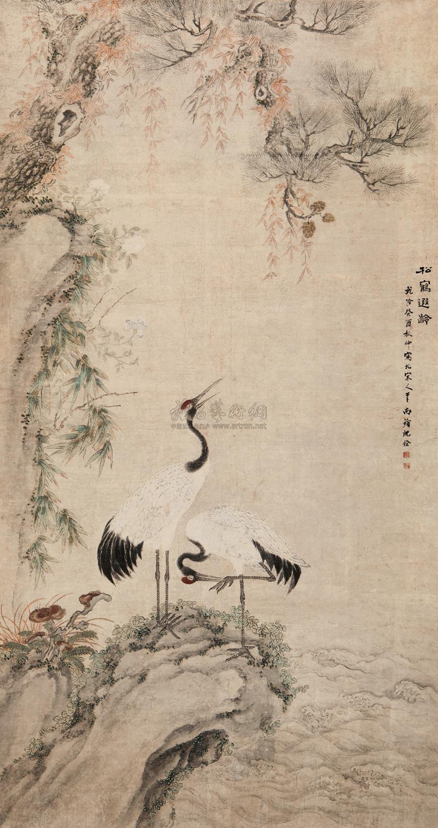 *2041 癸酉(1753年)作 松鹤遐龄 立轴 纸本