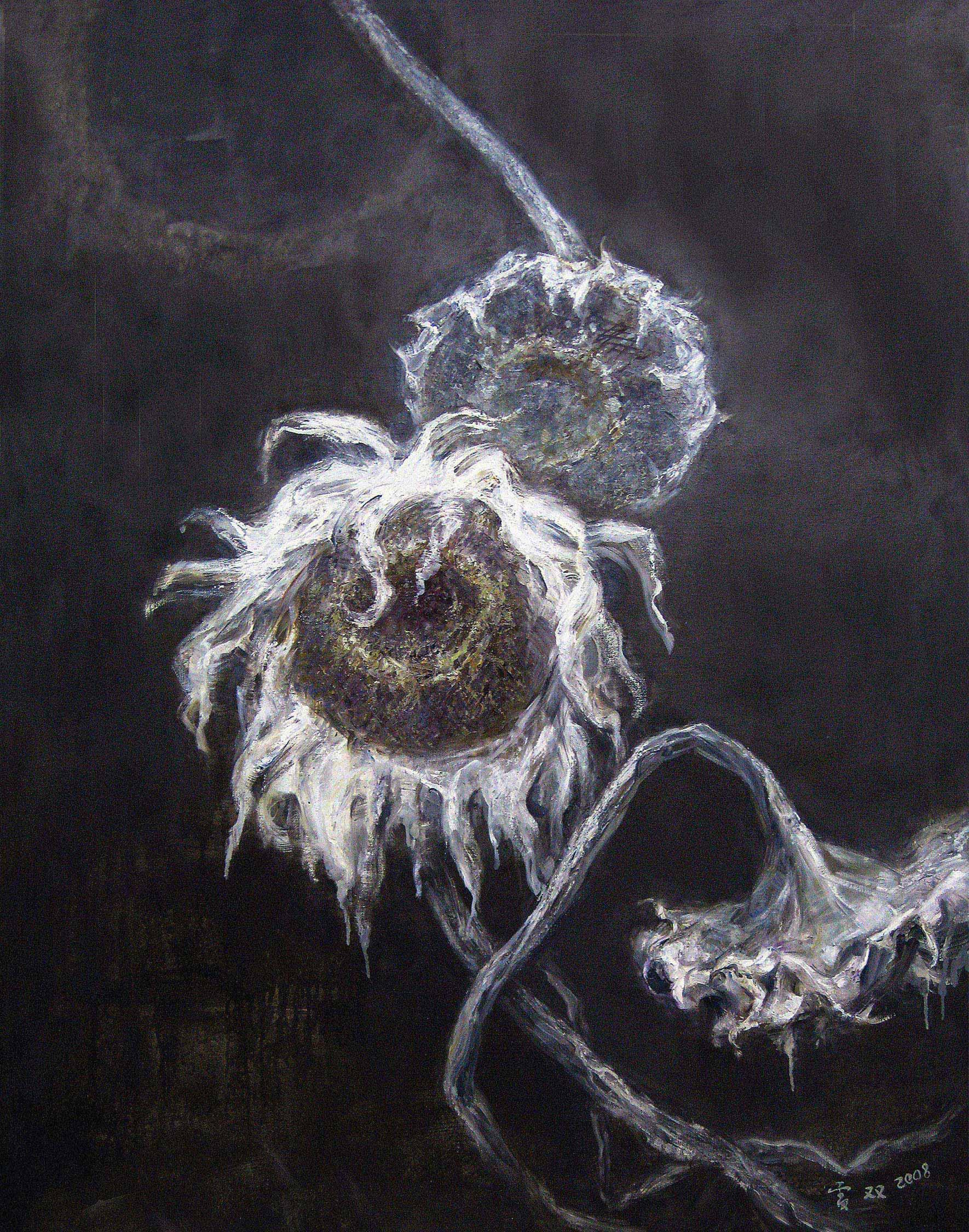 2255 2008年作 日食向日葵 布面油画