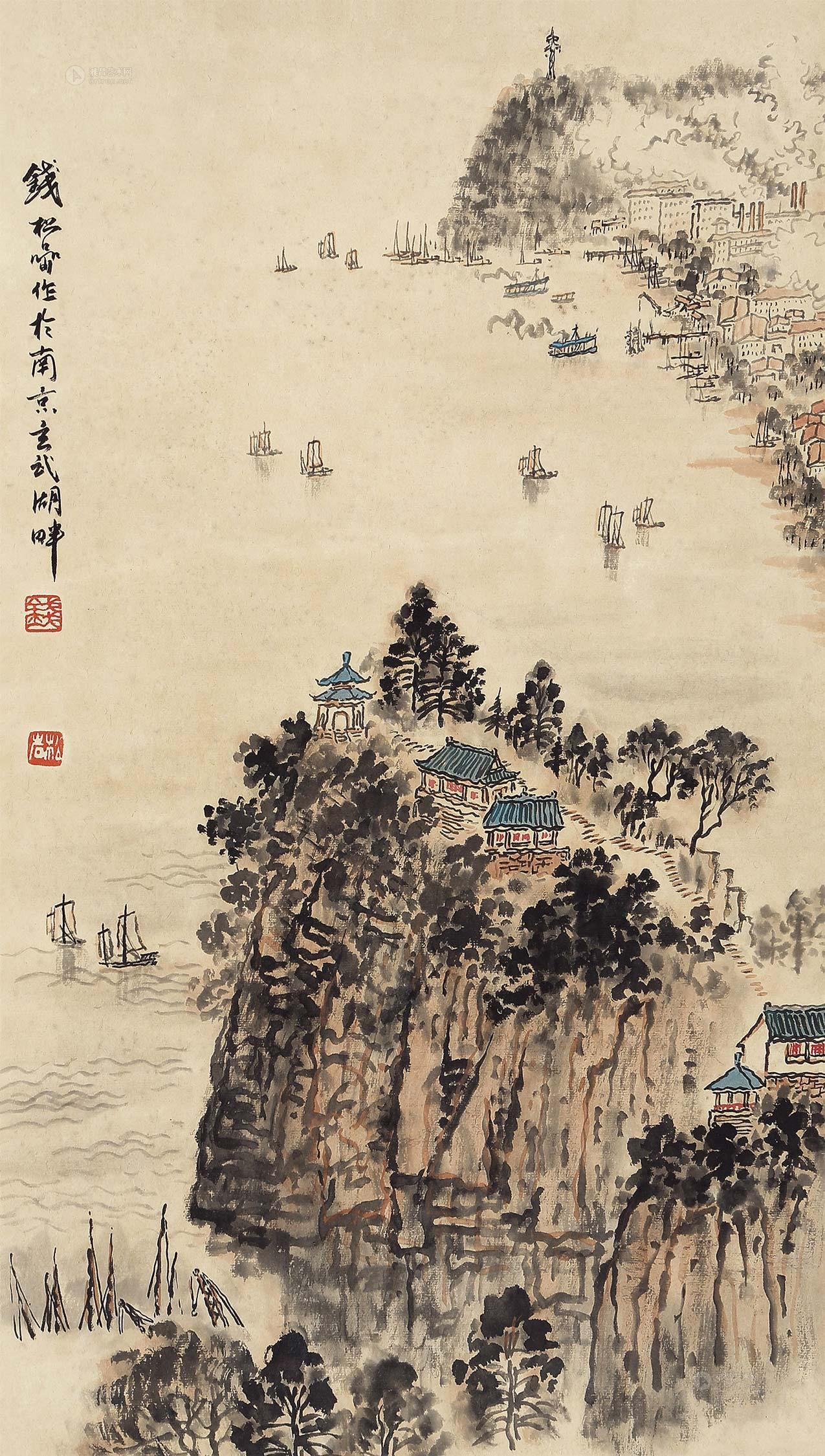 0776 玄武湖景 镜心 设色纸本