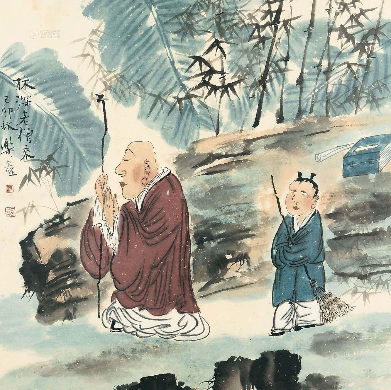2082 林深老僧来 镜框 纸本