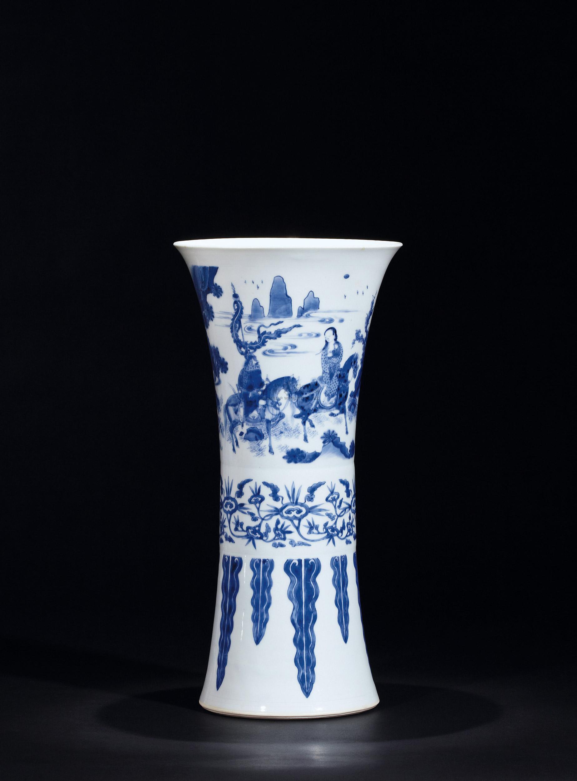 【明崇祯 青花绘文姬归汉图花觚】拍卖品_图片_价格_鉴赏_明代青花