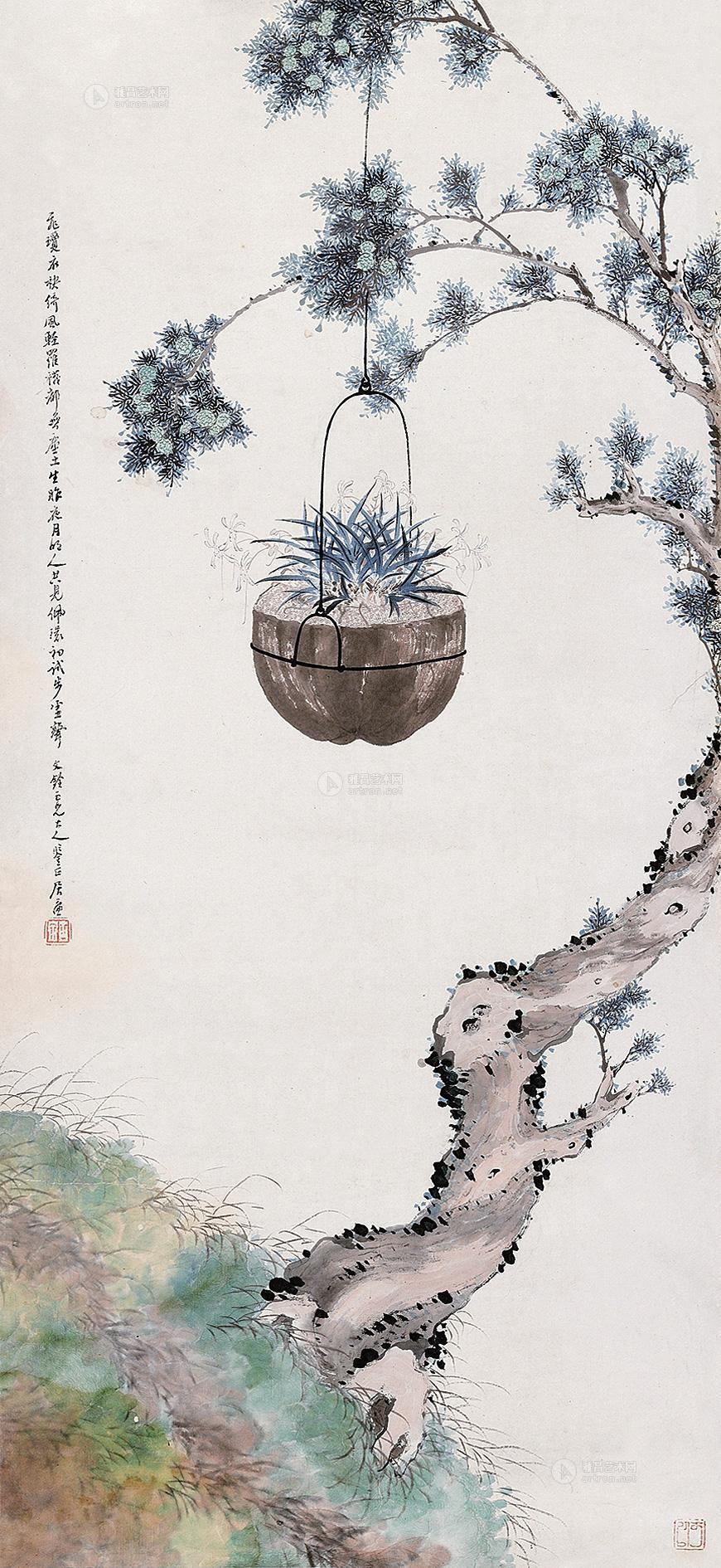 0023 吊兰图 立轴 设色纸本