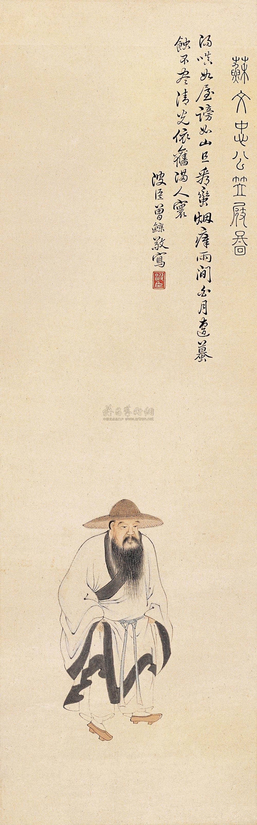 0295 苏文忠公笠屐图 立轴 设色纸本