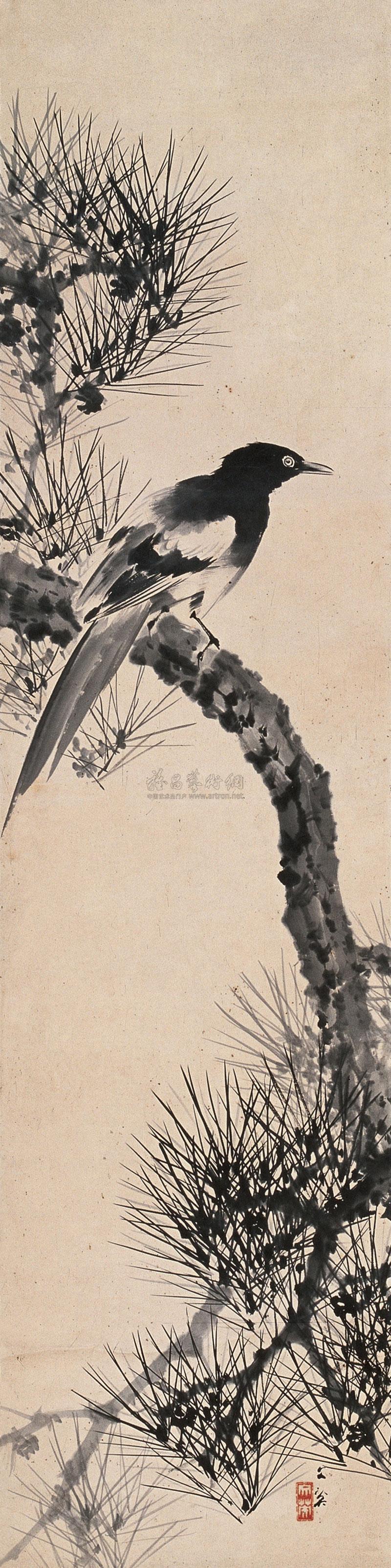 0061 松鸟图 立轴 水墨纸本