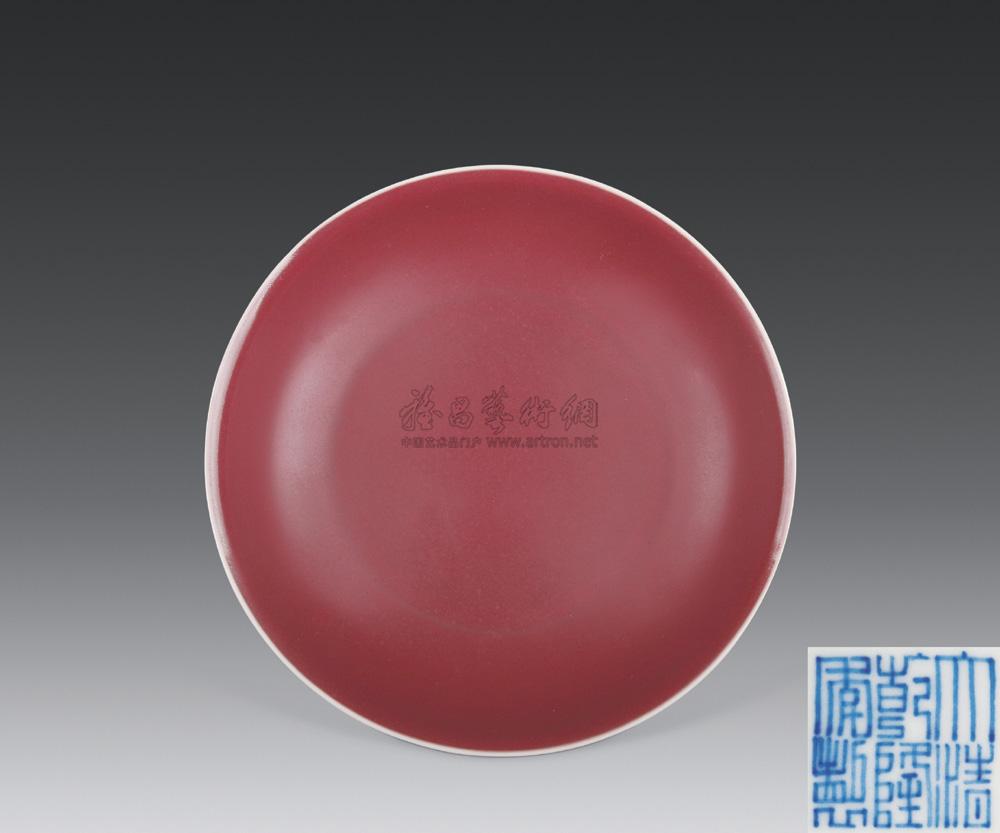0040 清乾隆 霁红釉盘