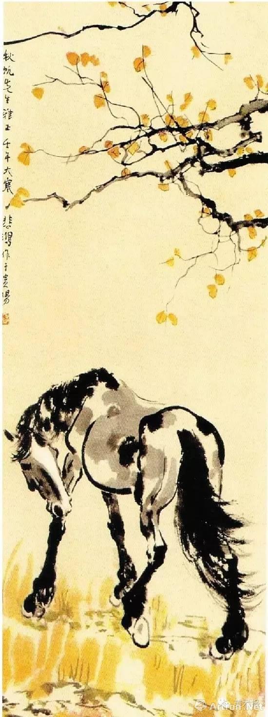 徐悲鸿《回顾》142×54cm 馆藏真迹