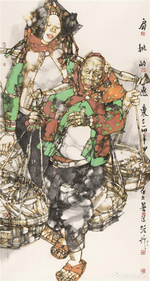 肩挑的惠东 张道兴 180cm×96cm 2014年