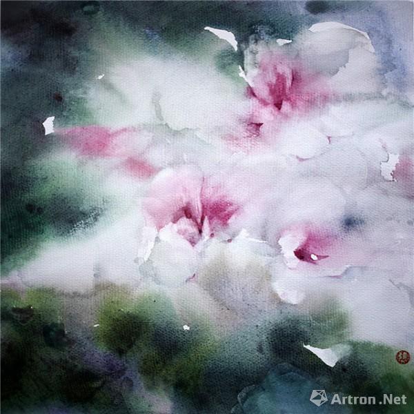《花之忆(组画之三)》  张小纲 38x38cm 2016年 纸本水彩