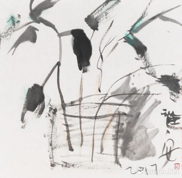 《水墨静物之五》  刘进安 33x32.5cm 2017年 纸本水墨设色
