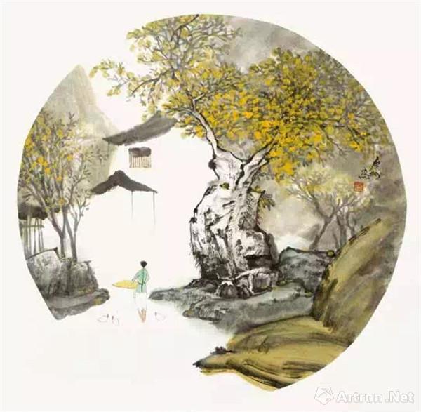 《四季江南(秋 魏康祥 68×68cm 纸本水墨