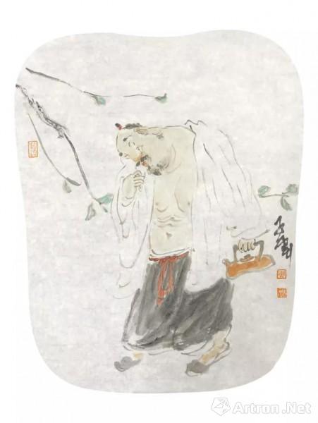 《茗香图》  周鹤龄 38x28cm 2018年 纸本设色