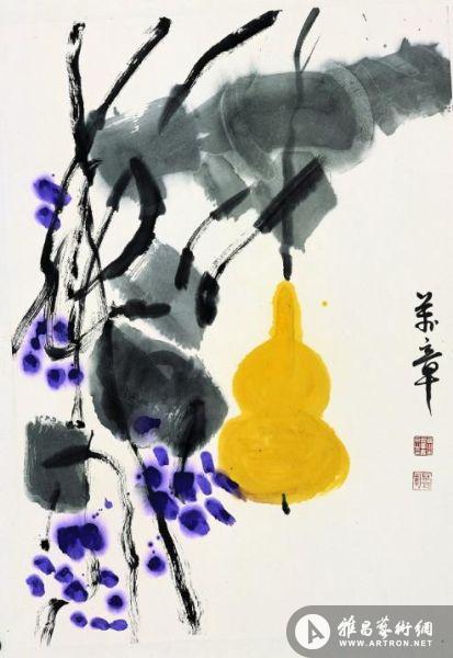 朱万章《夏景图》，纸本设色，69×50cm