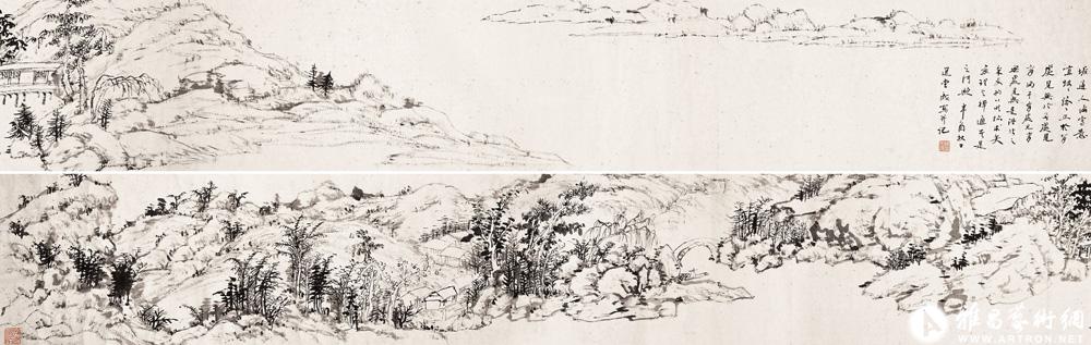 摹明遗民程邃《焦墨山水》<br>^-^Landscape in Dry Ink after the style of Cheng Sui of Late Ming Dynasty