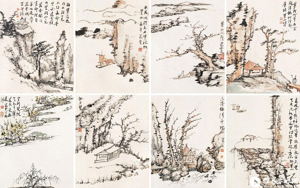 摹明遗民梅清《黄山风光册》<br>^-^Sceneries of Huang Shan after the style of Mei Qing of Late Ming Dynasty