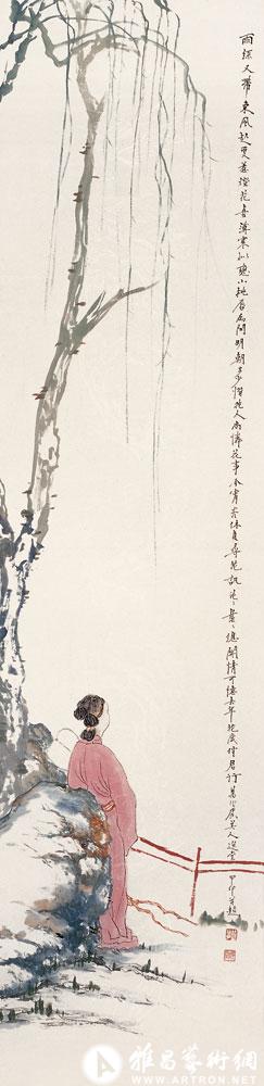 摹清费晓楼《纨扇美人》<br>^-^Beauty Under the Willow Tree after the style of Fei Xiaolou of Qing Dynasty