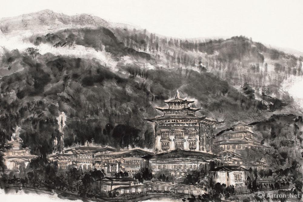 不丹王国普那卡城堡写生