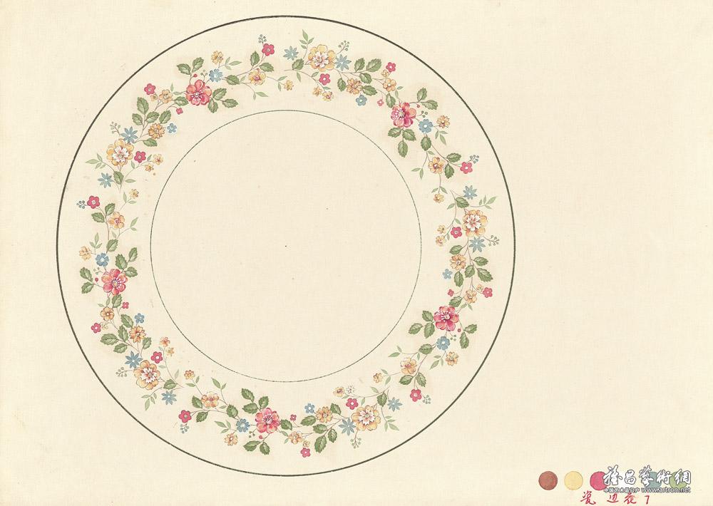 20世纪六七十年代陶瓷美术设计稿选（边花）-9