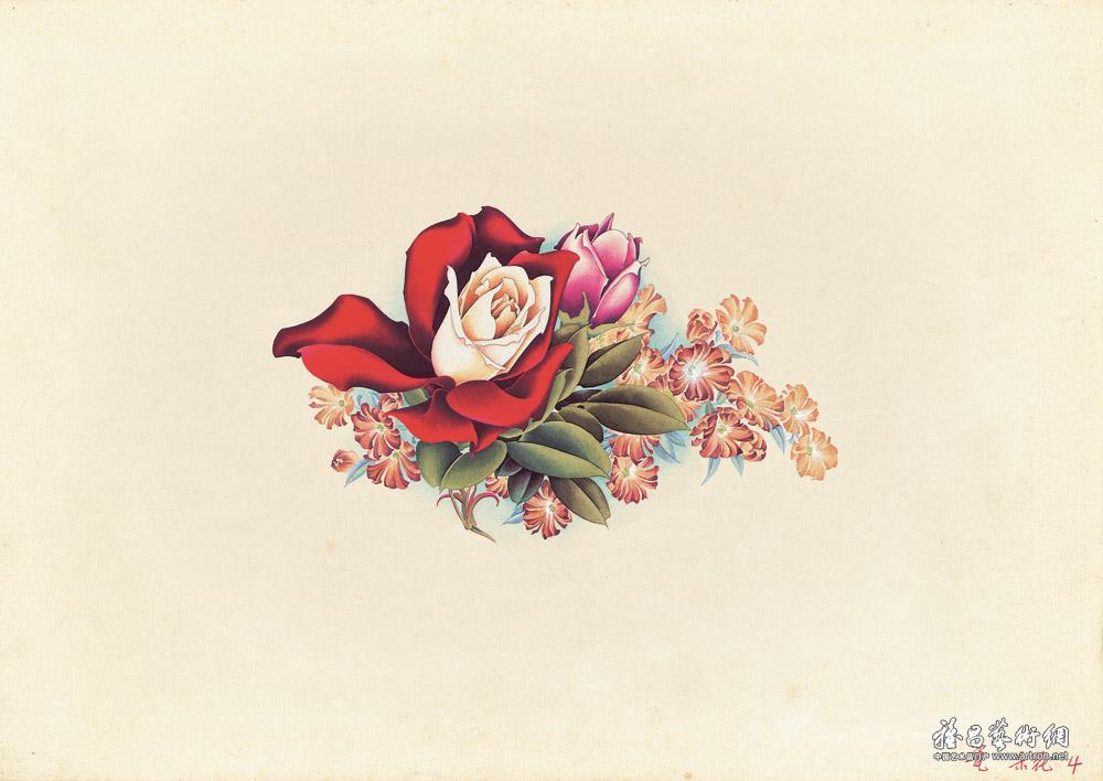 20世纪六七十年代陶瓷美术设计稿选（朵花）-1