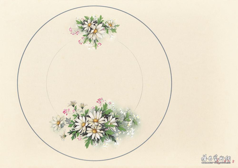 20世纪六七十年代陶瓷美术设计稿选（朵花）-5