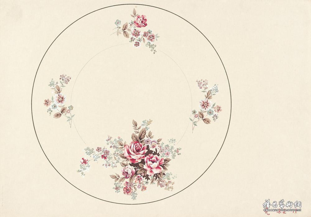 20世纪六七十年代陶瓷美术设计稿选（朵花）-8