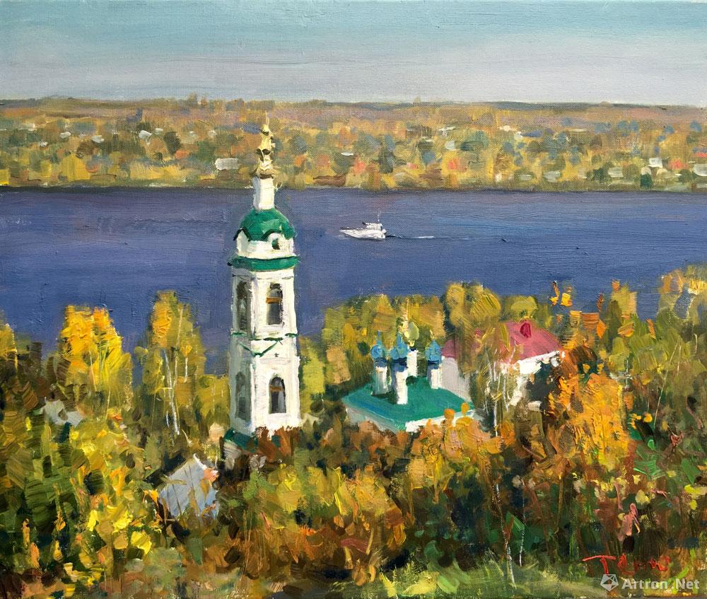 俯瞰秋天的伏尔加河