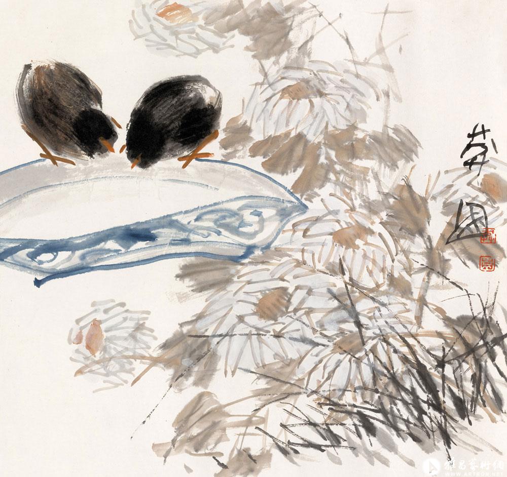 觅食图_性情花鸟_郭莽园作品展_郭莽园在线作品_郭莽园官方网站-雅昌