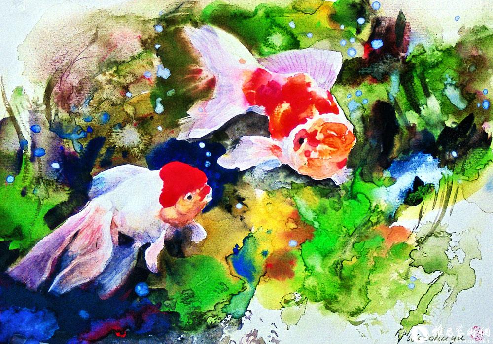 《金鱼》（水彩） Fish (watercolor)