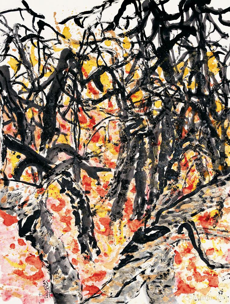 狂风，秃枝，悲秋，遍地落叶归根Strong Gale，Barren Twigs，Autumn Melancholy，Ground Covered By Falling Leaves