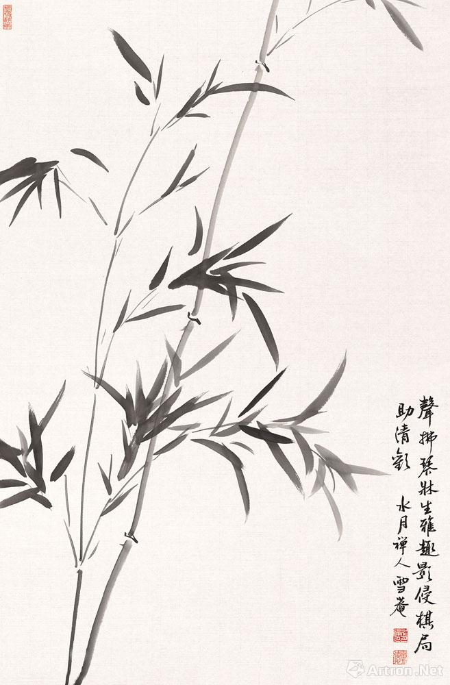 墨竹新竹高于旧竹枝