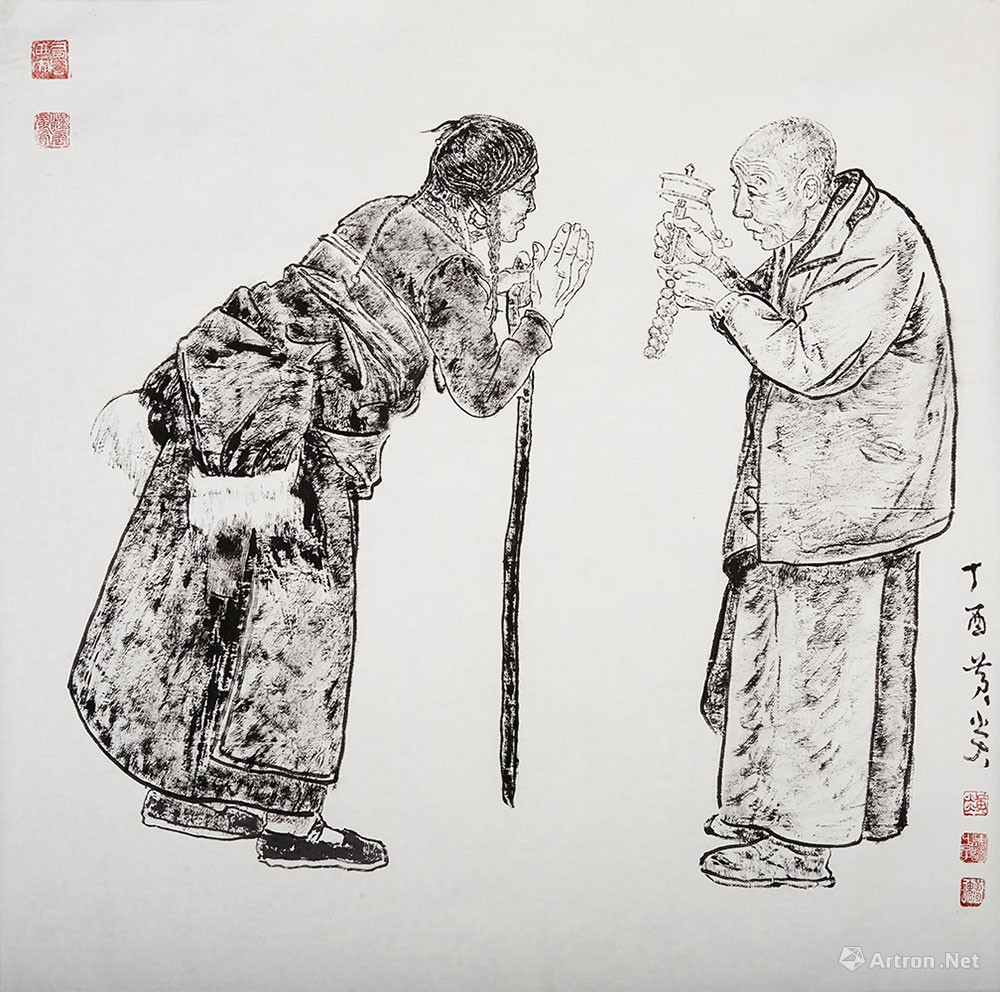 中国国家博物馆收藏的黄国强先生作品28——焦墨人物----阿弥陀佛