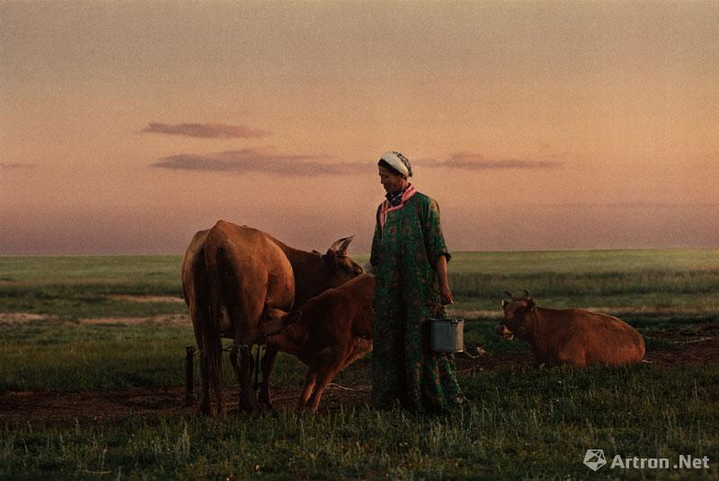 宝音作品：1996年7月，锡林郭勒东苏旗《牧野黄昏》
