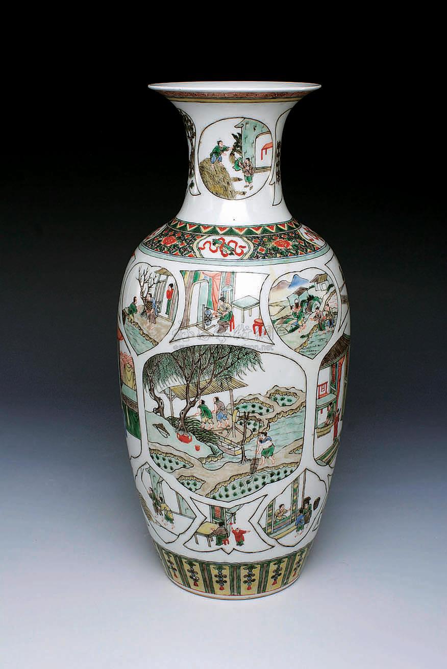 0101 民国 康熙款五彩人物瓶