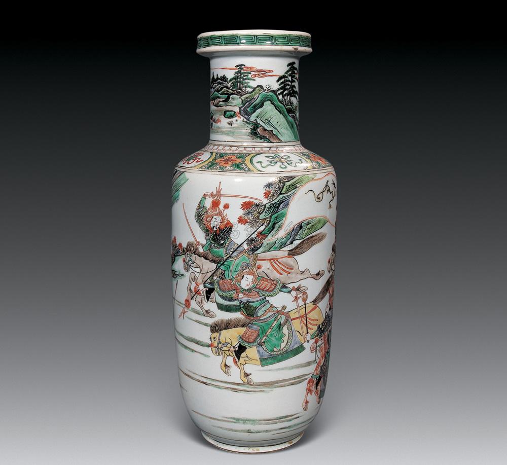 1974 清康熙 五彩刀马人物棒槌瓶