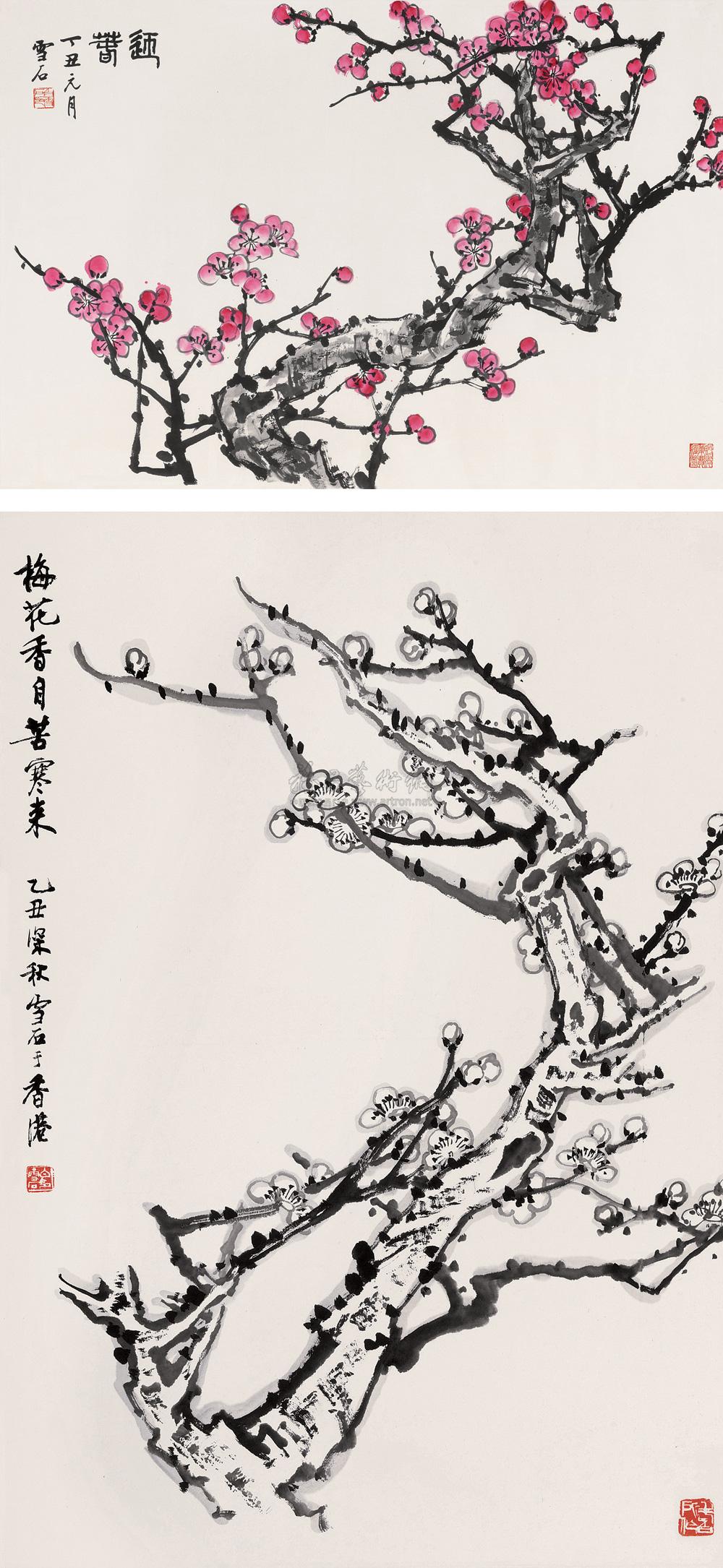 4072 梅花 (二帧) 镜心 设色纸本