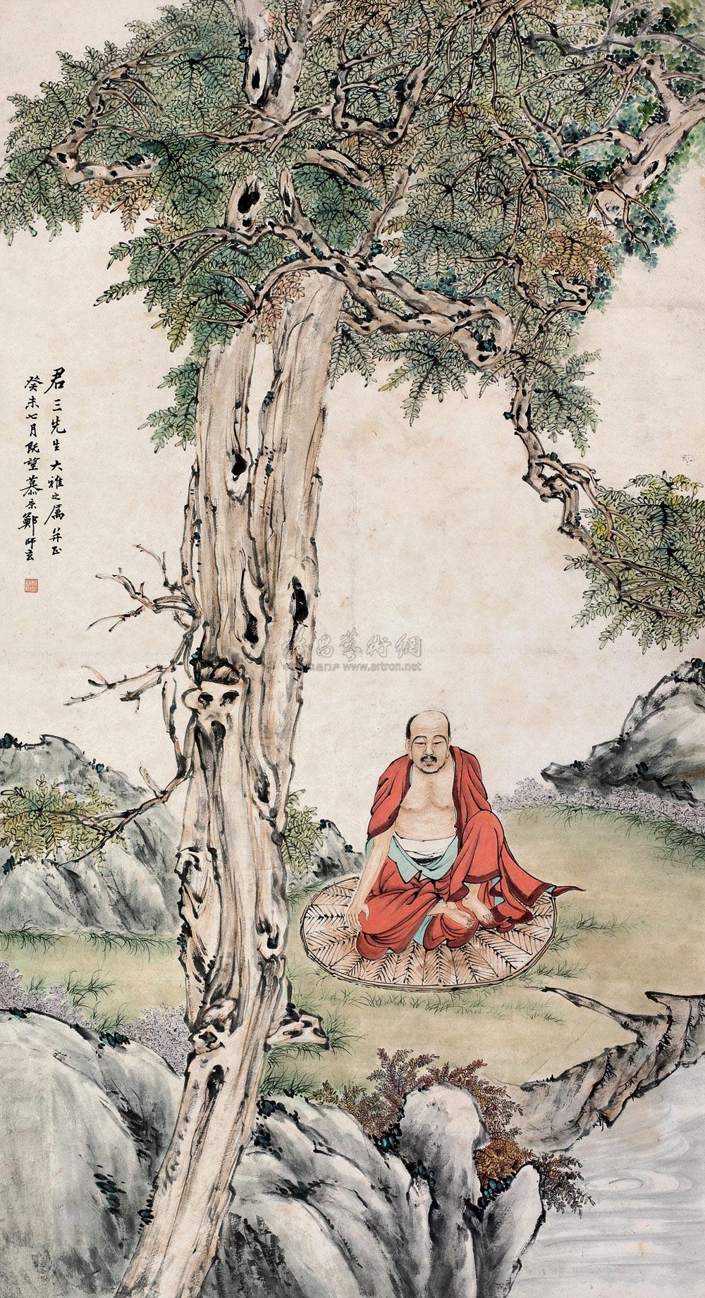 松下参禅图 镜心 纸本】拍卖品_图片_价格_鉴赏_绘画_雅昌艺术品拍卖