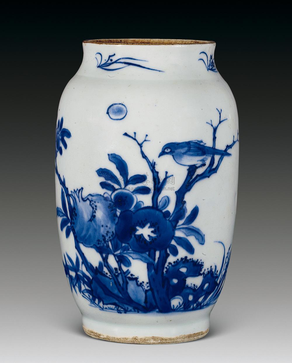 【清顺治 青花花鸟莲子罐】拍卖品_图片_价格_鉴赏_清代青花瓷器_雅昌