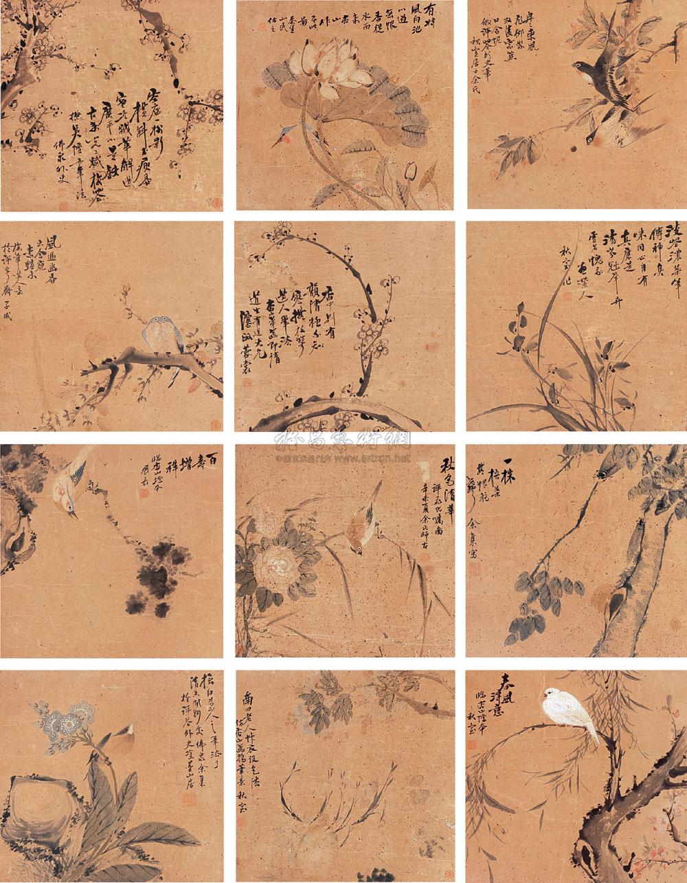 【花鸟册页 册页 设色纸本】拍卖品_图片_价格_鉴
