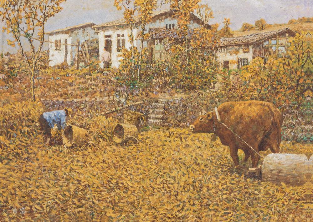 0258 1998年作 碾场 布面 油画