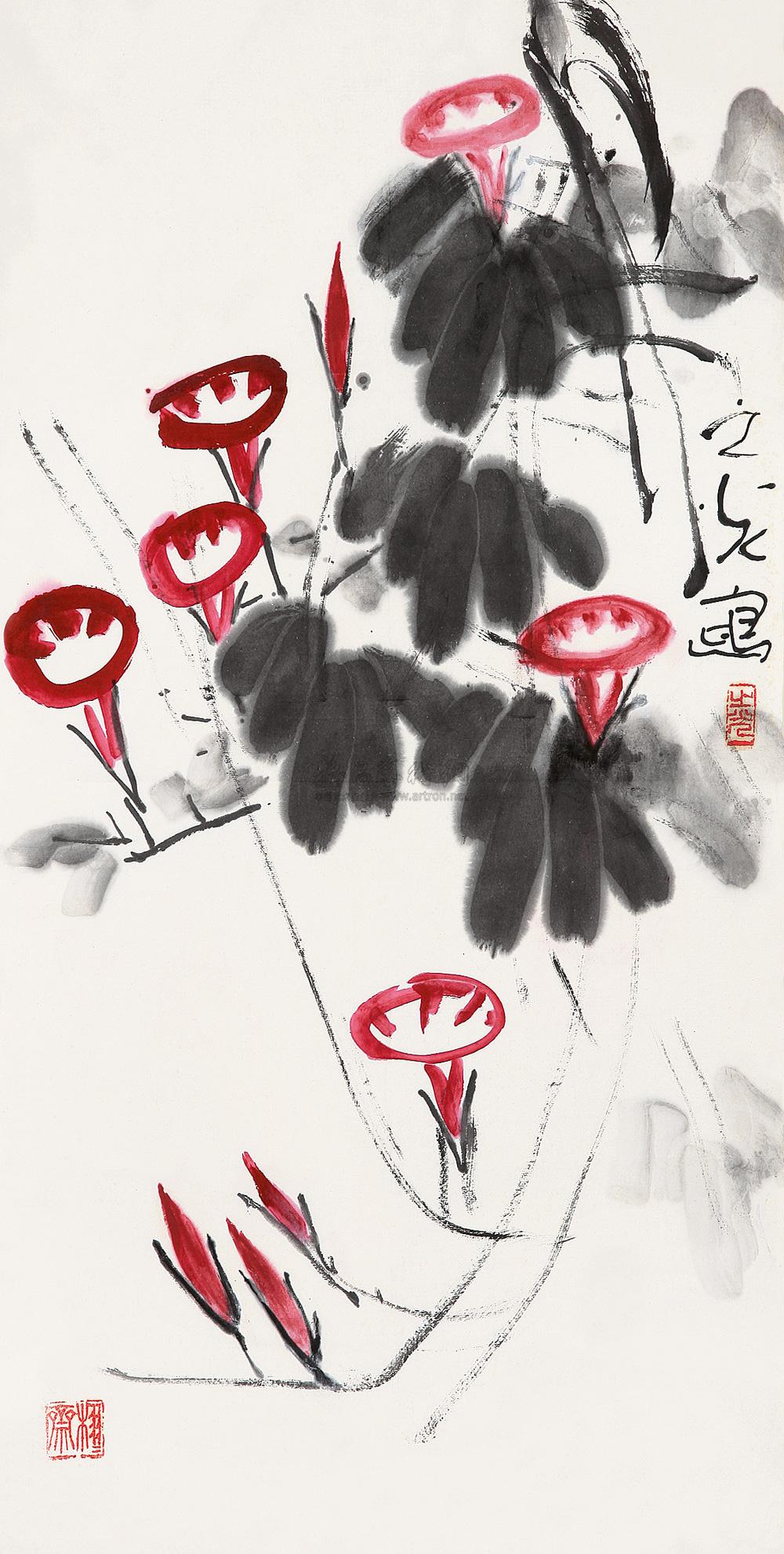 0265 牵牛花 镜片 设色纸本
