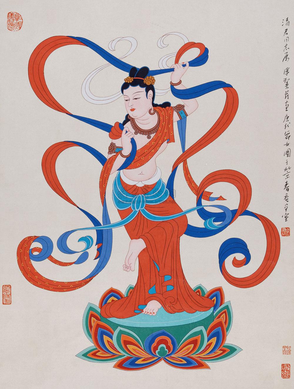 0301 唐代舞女图 立轴 设色纸本
