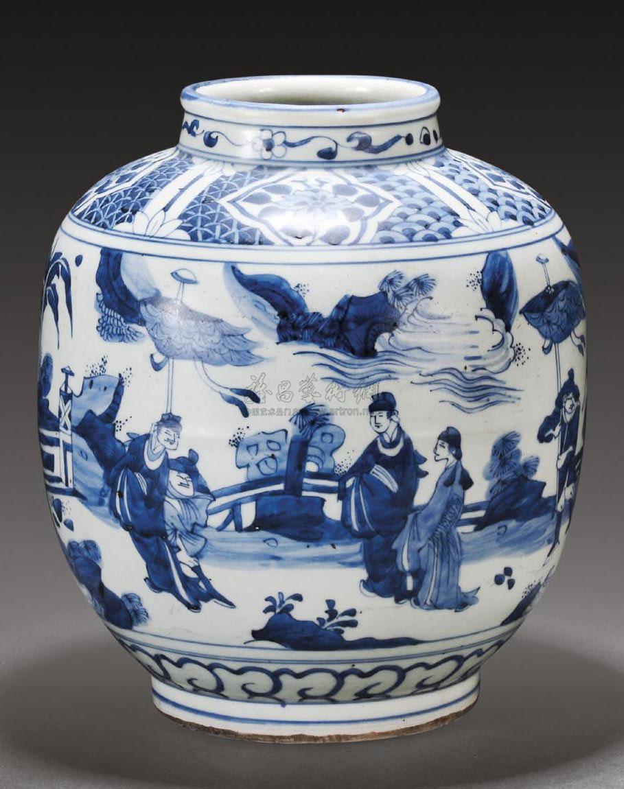 *1771 明 青花人物罐