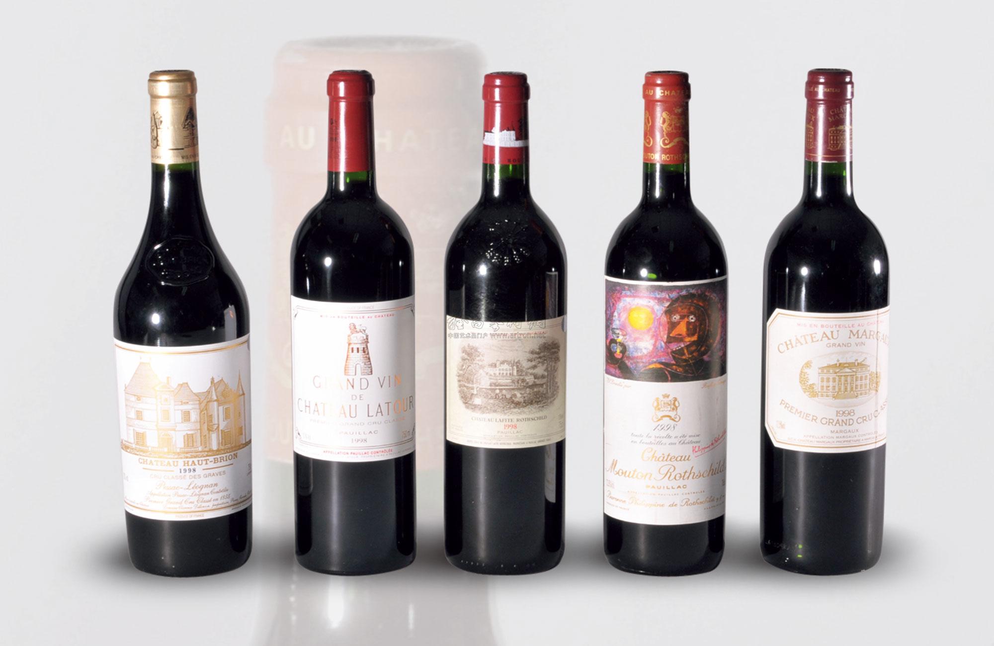 2577 波尔多五大名庄套装 1998 1er grand cru collection bordeaux