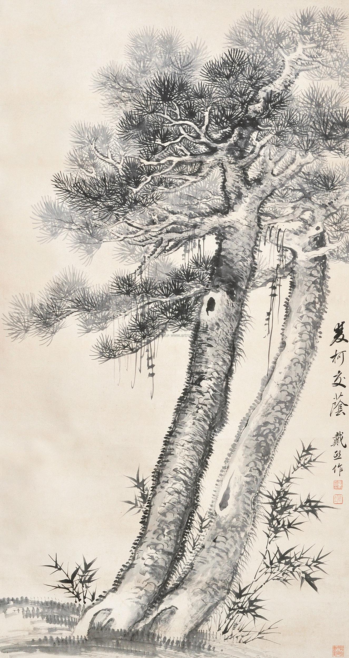 0369 古松图 立轴 纸本