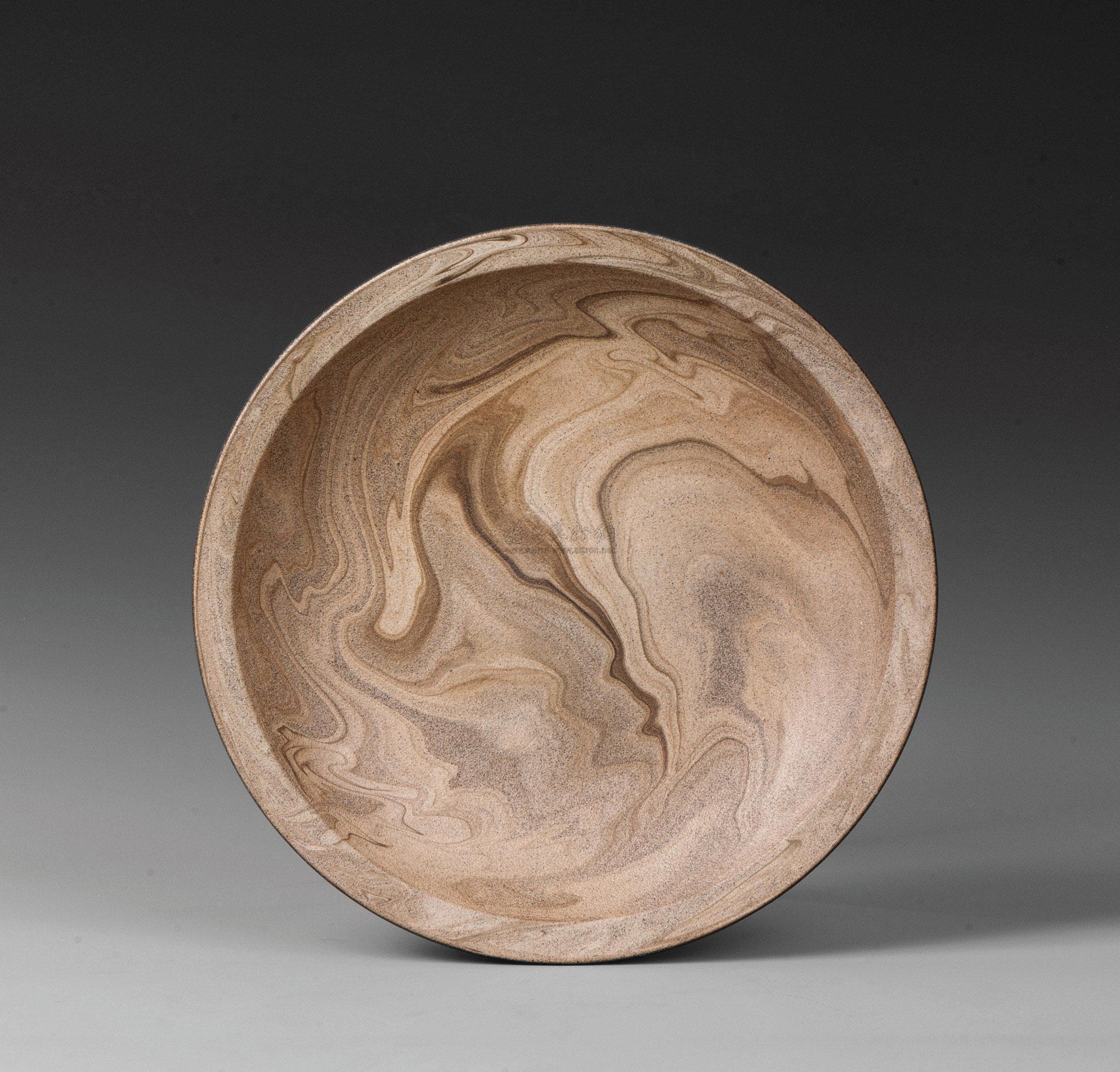 4892 高峰 弄潮 调沙流绞泥跳刀纹灰釉盘