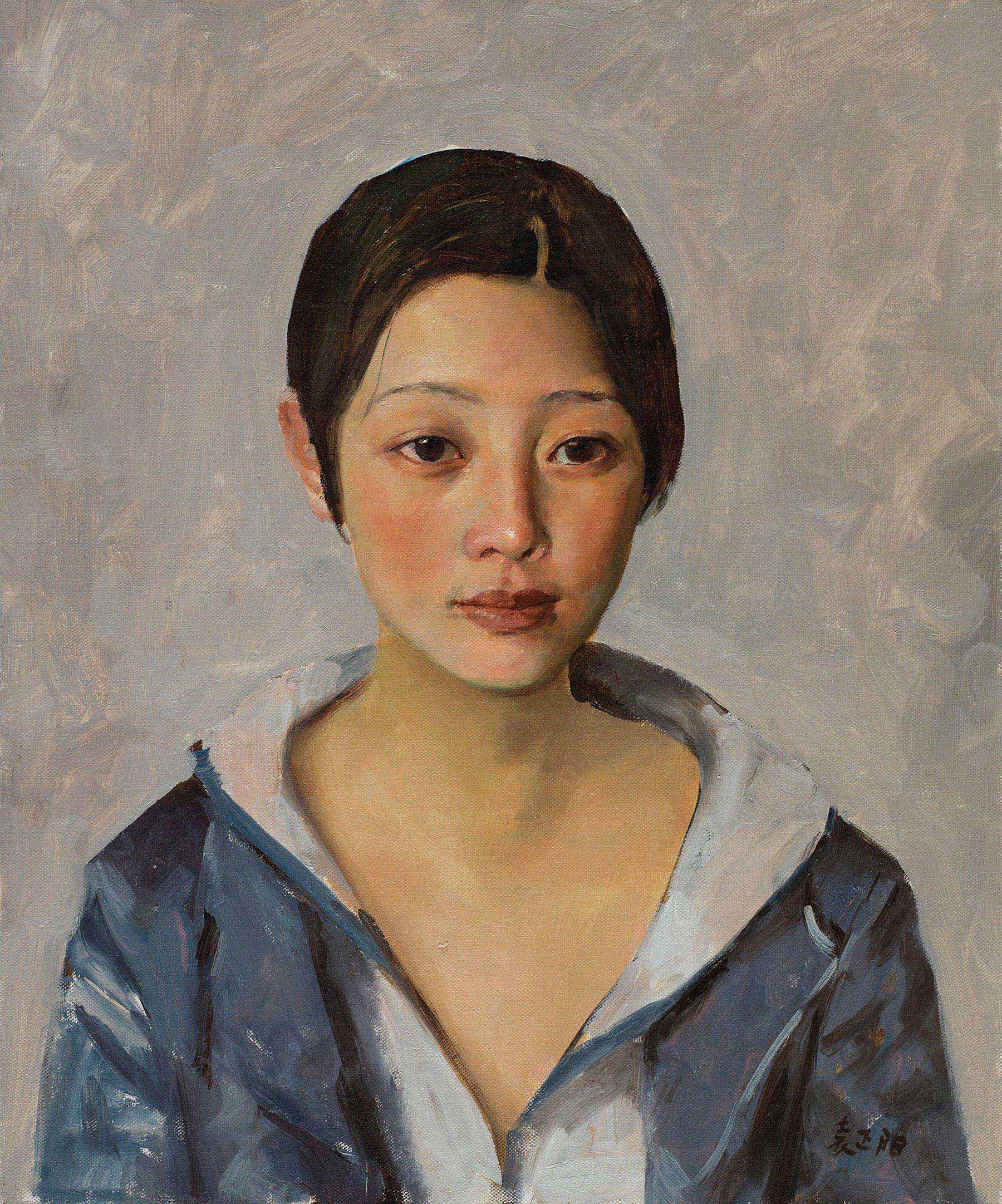 2032 2000年作 少女肖像 布面 油画