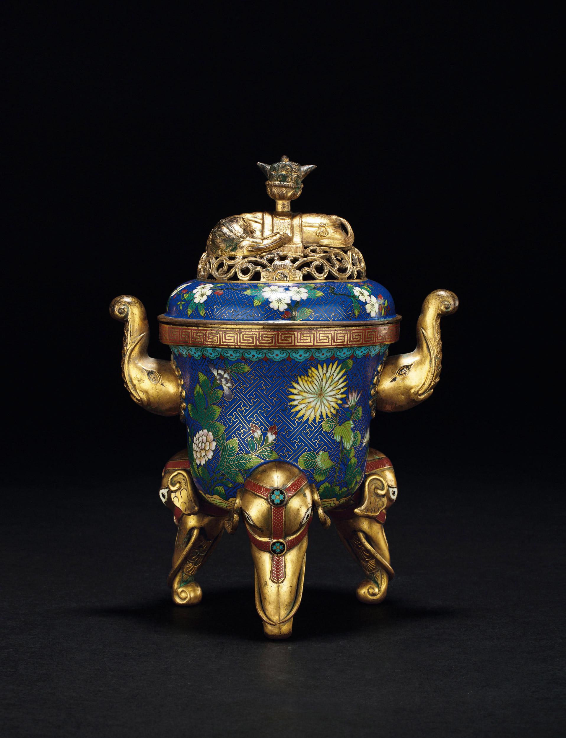 【民国 景泰蓝花卉纹象足熏炉】拍卖品_图片_价格